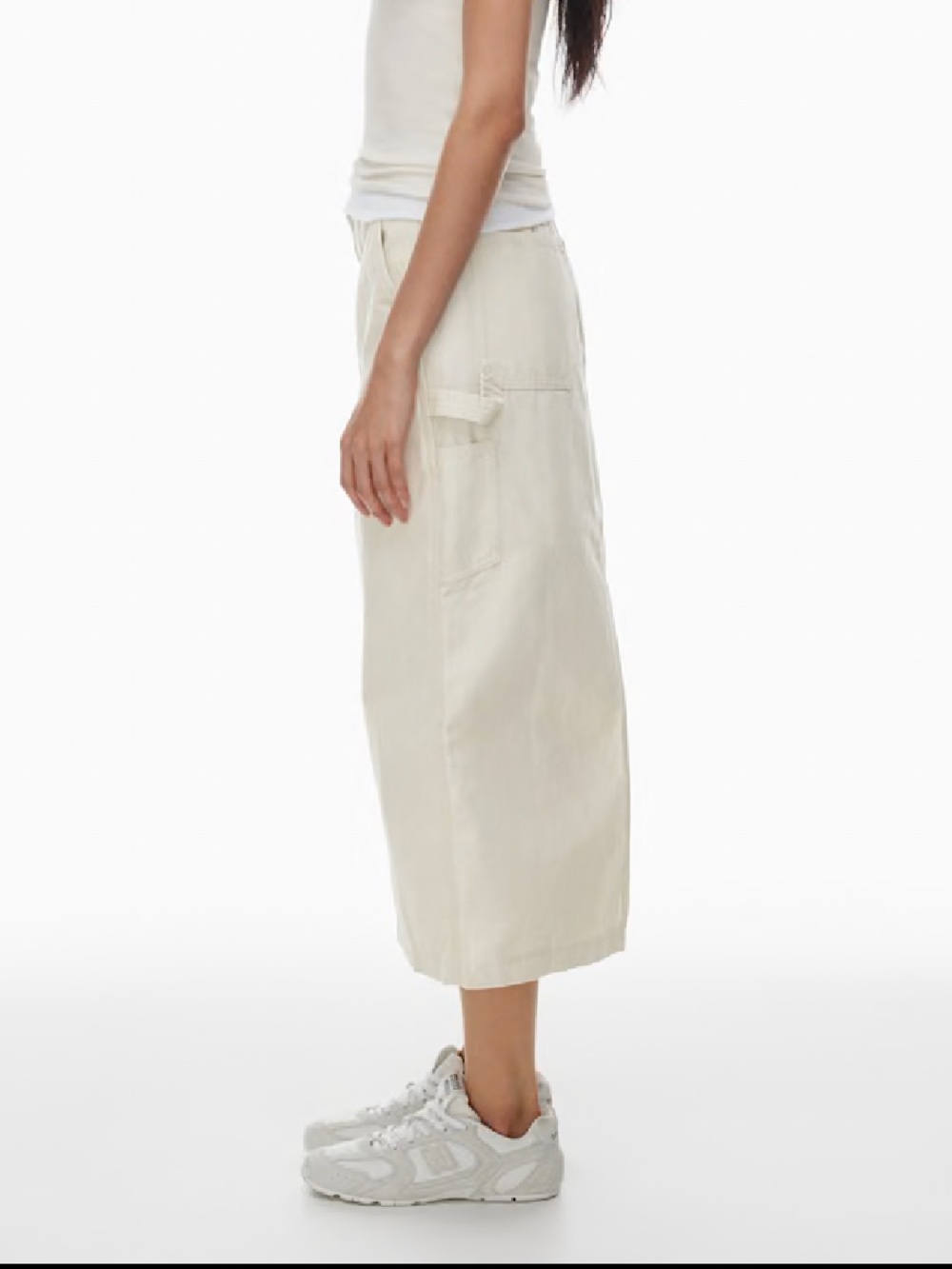 TNA Aritzia Carpenter Maxi Skirt White Size 8 100% Cotton Utility - Picture 2 of 8